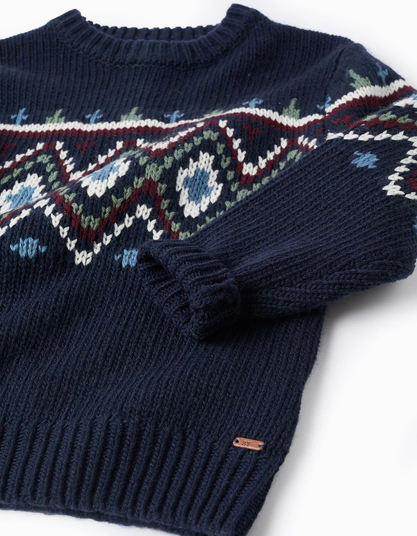 Jumper with Jacquard for Boys, Dark Blue