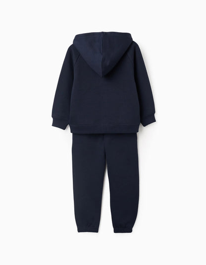 Hooded jacket + T-shirt + trousers for girls, dark blue/white