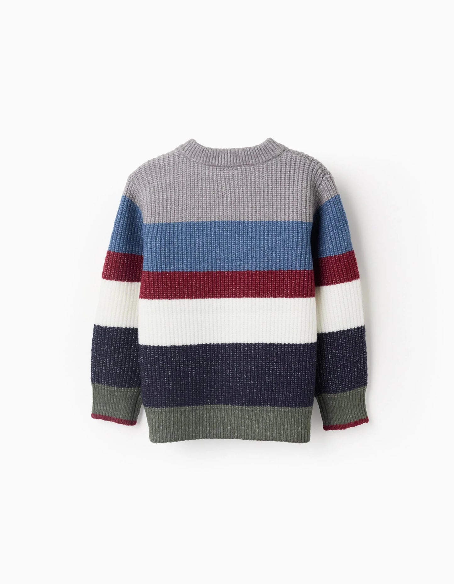 Striped Knitted Jumper with Buttons for Boys, Multicolour