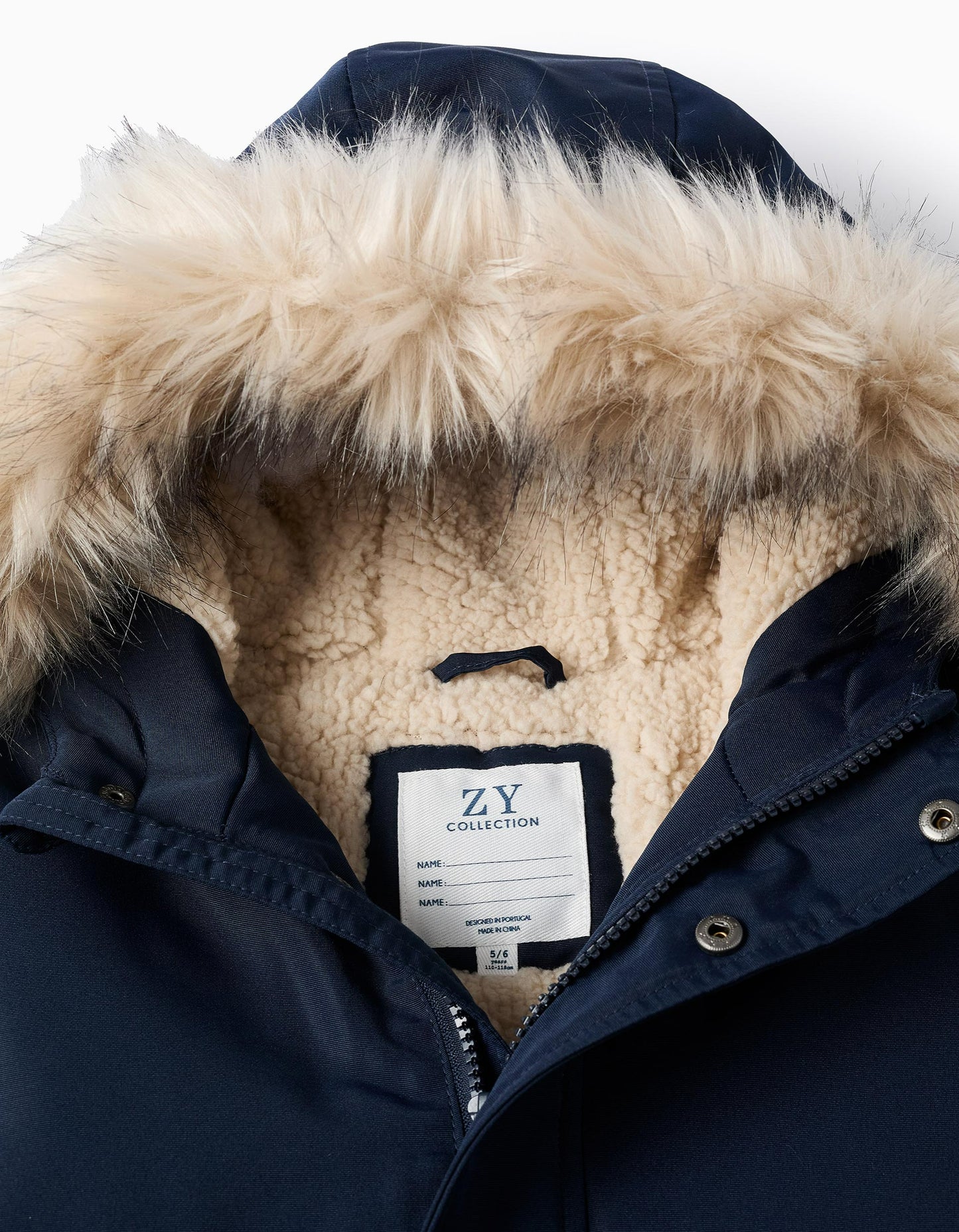 Padded Parka with Removable Fur Hood for Boys, Blue