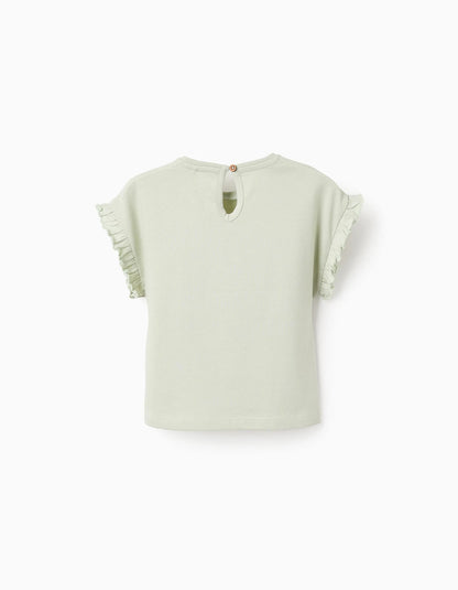 Cotton T-shirt with Ruffles for Baby Girls 'Minnie', Green