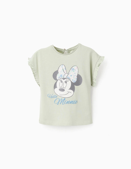 Cotton T-shirt with Ruffles for Baby Girls 'Minnie', Green