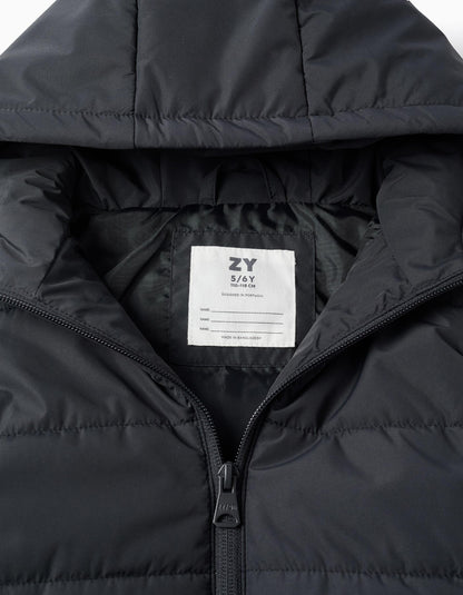 Padded Gilet with hood for boys, Dark Grey