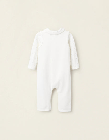 Bodysuit + Jumpsuit for Newborn Girls 'Peek-a-Boo', White