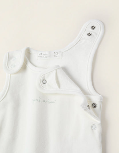 Bodysuit + Jumpsuit for Newborn Girls 'Peek-a-Boo', White