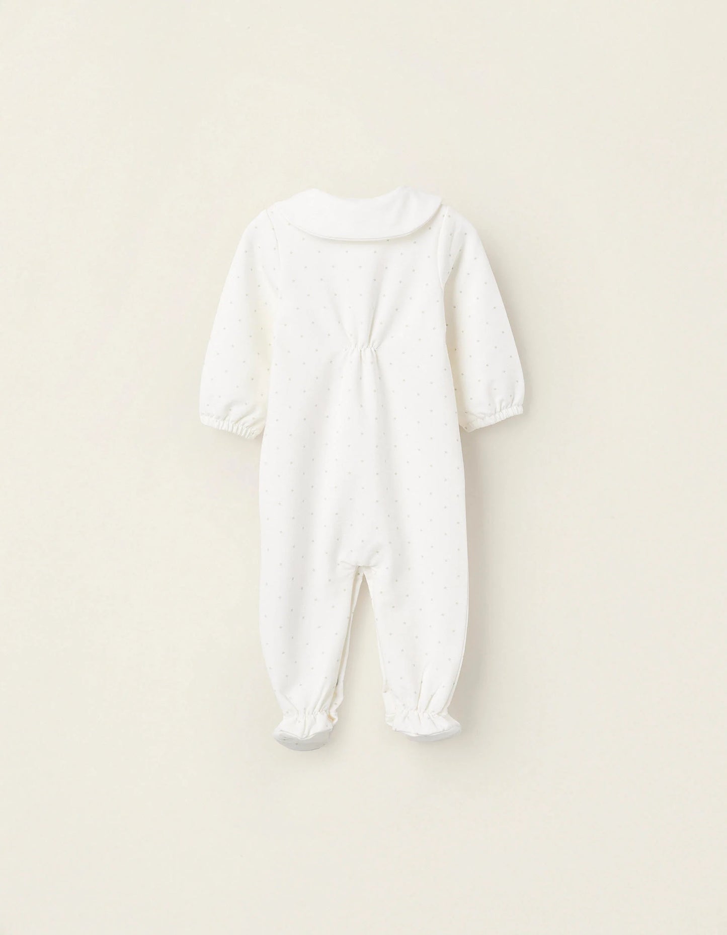 Sleepsuit with Motif for Newborn Girls, White