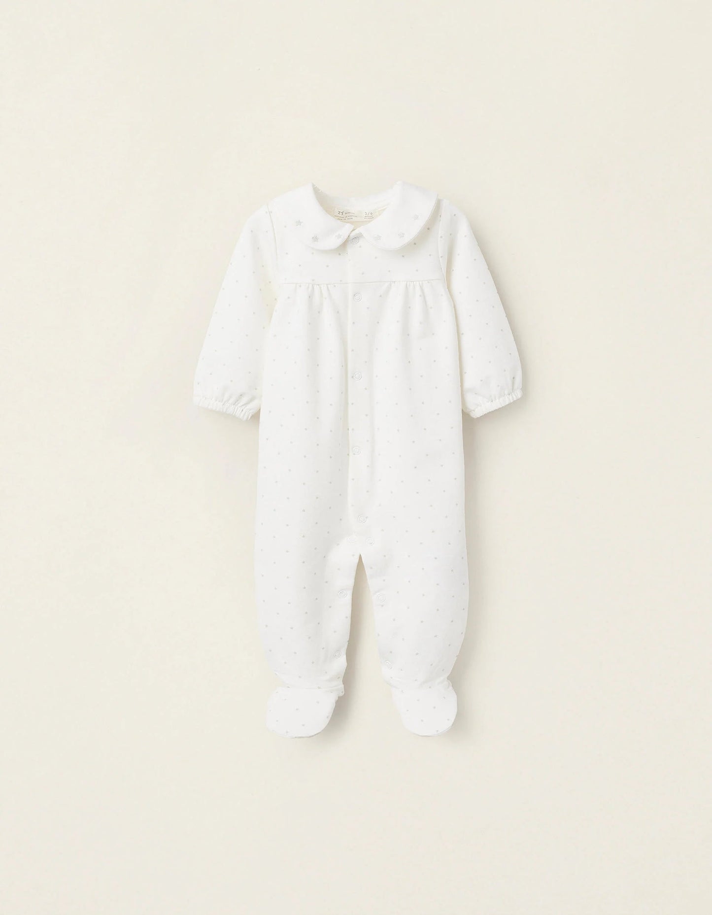 Sleepsuit with Motif for Newborn Girls, White