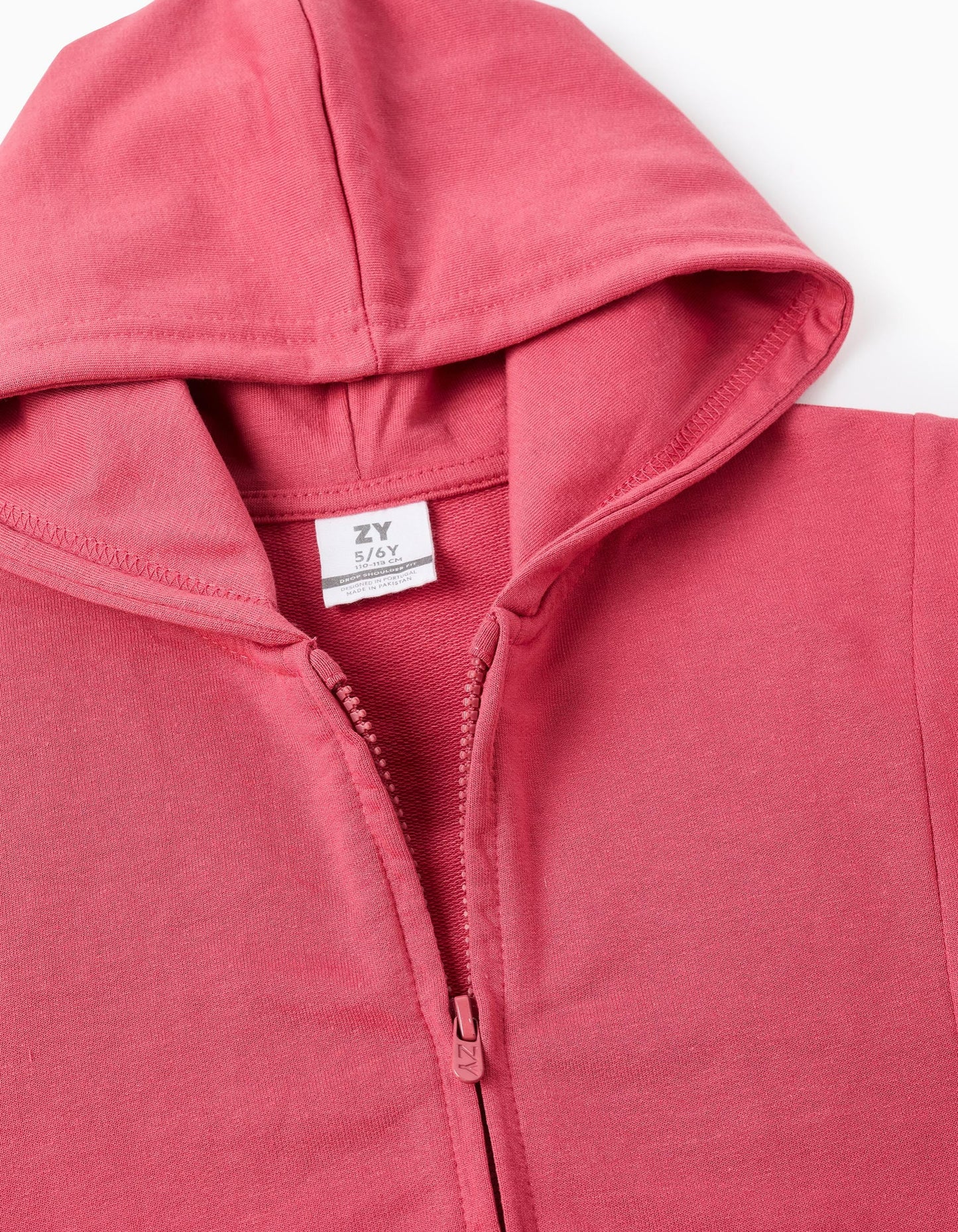 Hooded Jacket with Dropped Shoulders for Girls, Pink