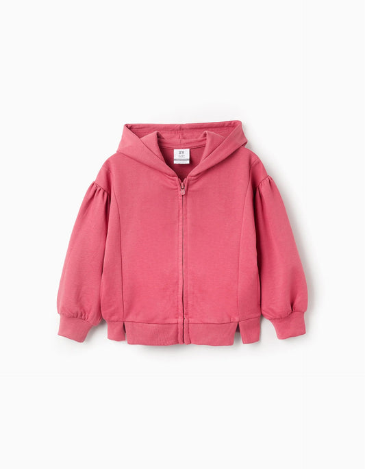 Hooded Jacket with Dropped Shoulders for Girls, Pink