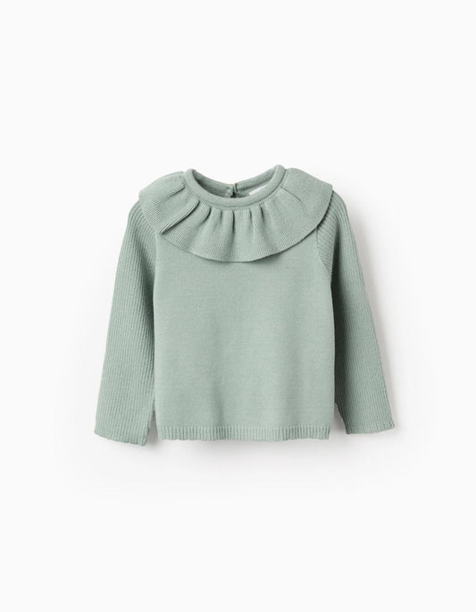 Jumper with Ruffle Collar for Baby Girls, Green