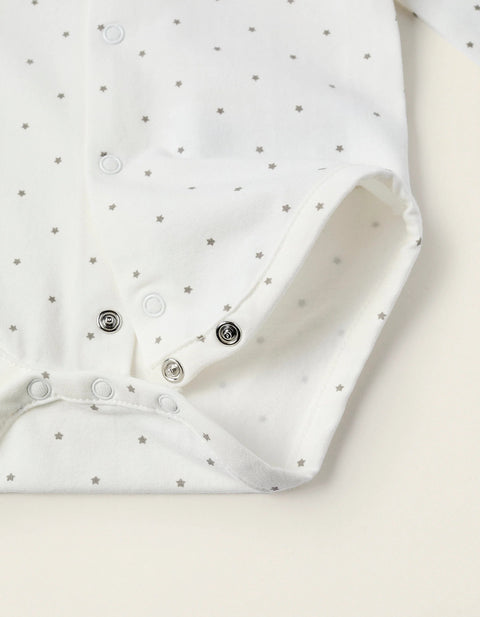 Bodysuit with Motif for Newborns 'Stars', White