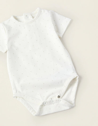 Bodysuit + Jumpsuit for Newborns 'Stars', White/Green