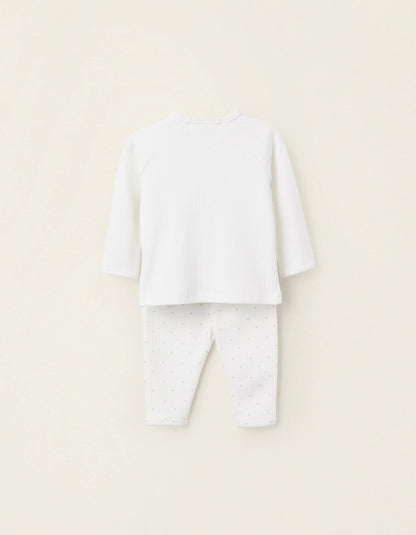 2-Piece Set Ribbed for Newborn Girls 'Peek-a-Boo', White