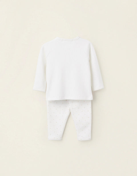 2-Piece Set Ribbed for Newborn Girls 'Peek-a-Boo', White
