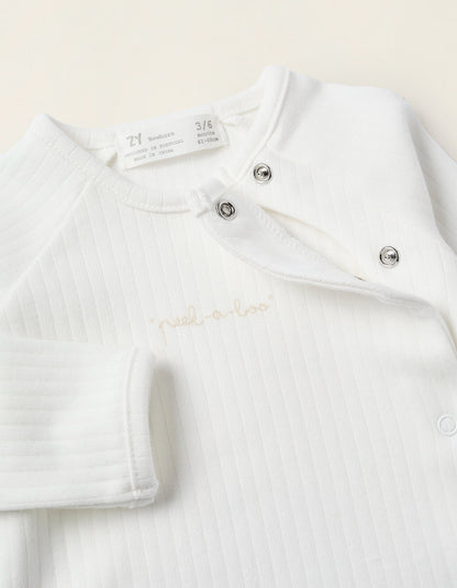 2-Piece Set Ribbed for Newborn Girls 'Peek-a-Boo', White