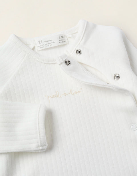 2-Piece Set Ribbed for Newborn Girls 'Peek-a-Boo', White