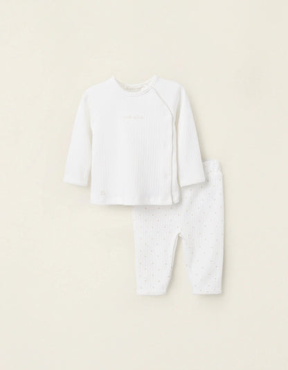 2-Piece Set Ribbed for Newborn Girls 'Peek-a-Boo', White
