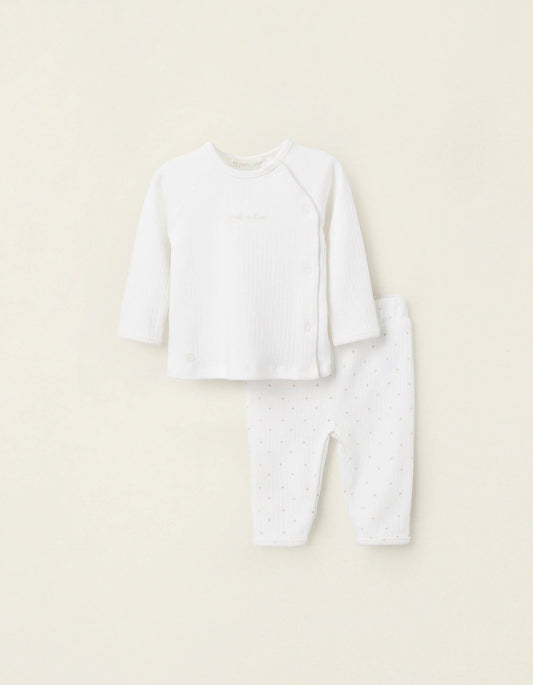 2-Piece Set Ribbed for Newborn Girls 'Peek-a-Boo', White