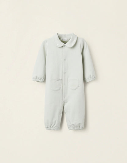 Sleepsuit with Peter Pan Collar and Embroidery for Newborns, Green