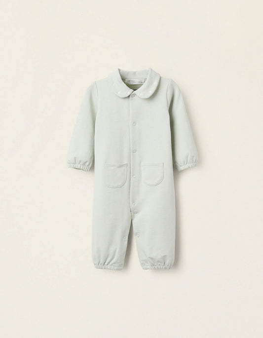 Sleepsuit with Peter Pan Collar and Embroidery for Newborns, Green