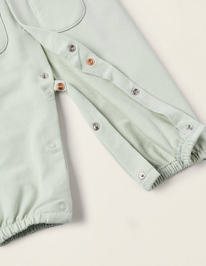 Sleepsuit with Peter Pan Collar and Embroidery for Newborns, Green