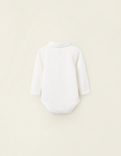 Bodysuit with Motif for Newborns 'Diamonds', White