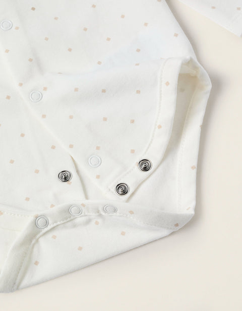 Bodysuit with Motif for Newborns 'Diamonds', White