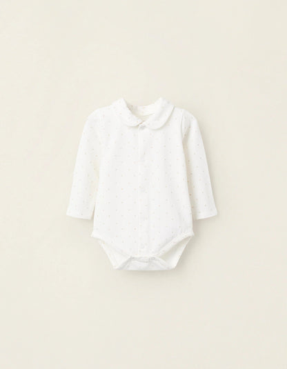 Bodysuit with Motif for Newborns 'Diamonds', White
