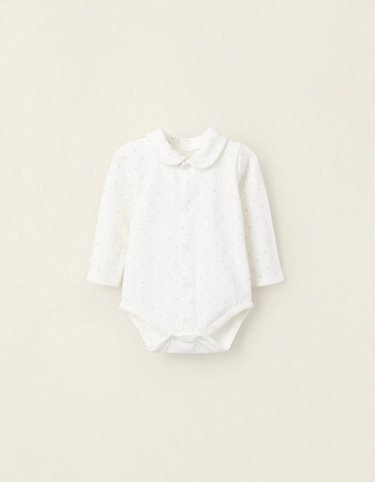 Bodysuit with Motif for Newborns 'Diamonds', White