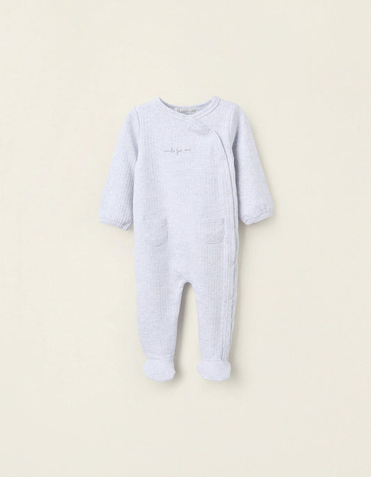 Ribbed Sleepsuit for Newborns 'Smile', Grey