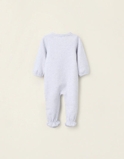 Ribbed Sleepsuit for Newborns 'Smile', Grey