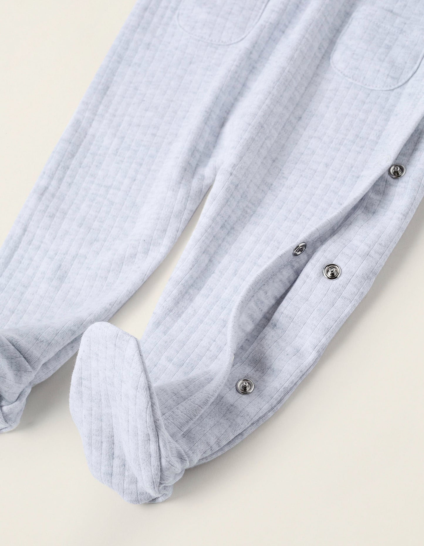 Ribbed Sleepsuit for Newborns 'Smile', Grey
