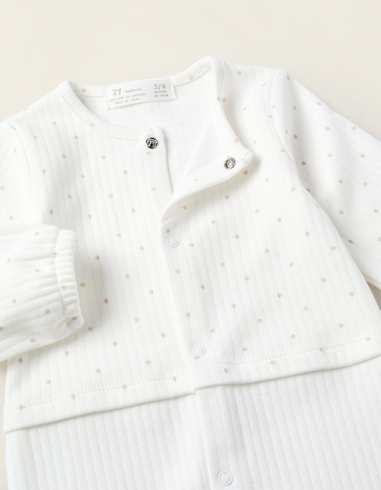 Ribbed Sleepsuit for Newborn Girls 'Diamonds', White