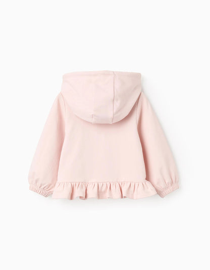Hooded Jacket with Frills and Lace for Baby Girls, Pink