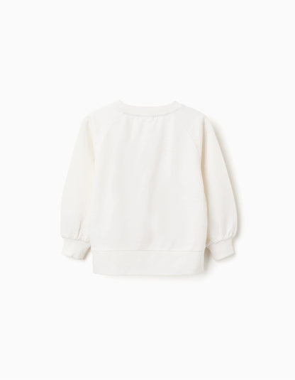 Sweatshirt with Printed Bow for Girls, White