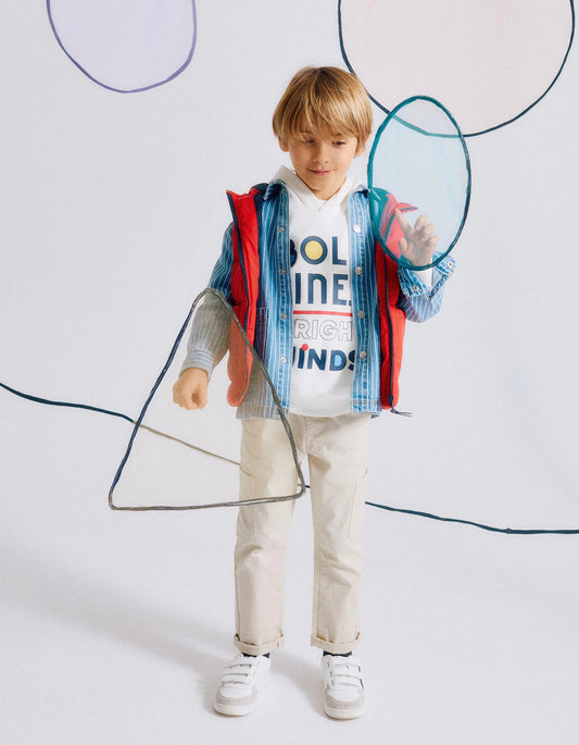 Twill Cargo Trousers for Boys, Beige