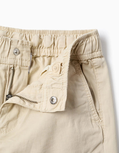 Twill Cargo Trousers for Boys, Beige