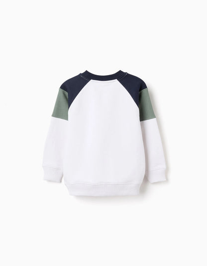 Brushed Sweatshirt with Contrast Sleeves for Boys, Multicolour