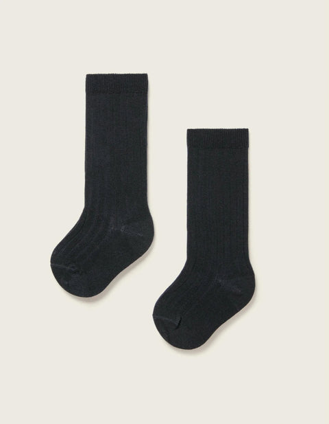Pack 2 Pairs of Ribbed High Socks for Baby Boys, Dark Blue