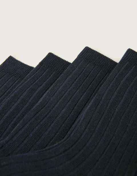 Pack 2 Pairs of Ribbed High Socks for Baby Boys, Dark Blue