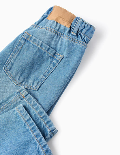 Cotton Denim Trousers for Boys 'Baggy Fit', Blue
