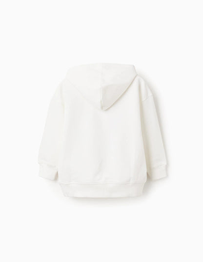 Cotton Hooded Sweatshirt for Boys 'Bold', White