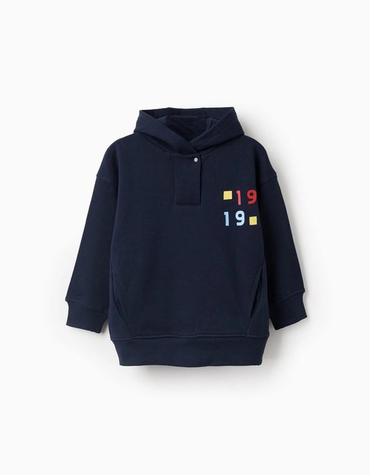 Cotton Hooded Sweatshirt for Boys '1919', Dark Blue