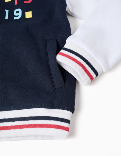 Brushed Bomber Jacket '1919' for Boys, Blue/Red/Beige