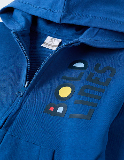 Hooded Cotton Jacket for Boys 'Bold Lines', Blue
