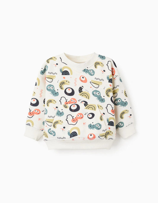 Brushed Sweatshirt for Boys 'Insects', White