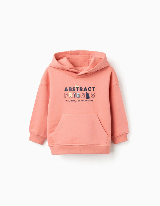 Hooded Sweatshirt with 'Abstract Friends' Print for Baby Boys, Orange