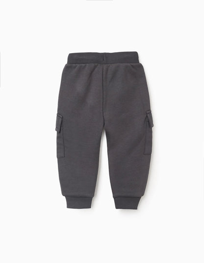Joggers Sweatpants with Cargo Pockets for Baby Boys, Grey