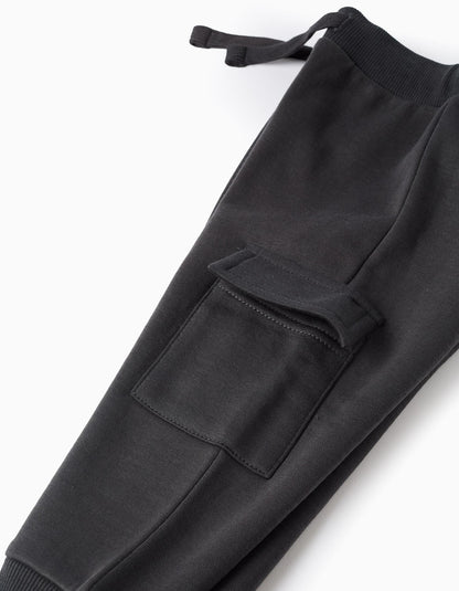 Joggers Sweatpants with Cargo Pockets for Baby Boys, Grey