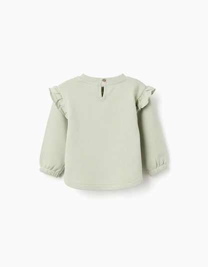 Cotton Sweatshirt with Ruffles for Baby Girls 'Bambi', Green